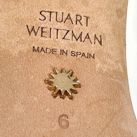 Stuart Weitzman Womens 6M Carole 50mm Pumps White Leather Pointed Toe Clear Heel - Picture 12 of 12